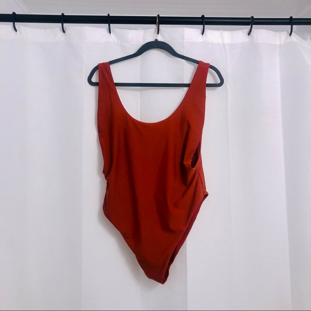 Aerie Super Scoop Back One Piece Swimsuit Rust